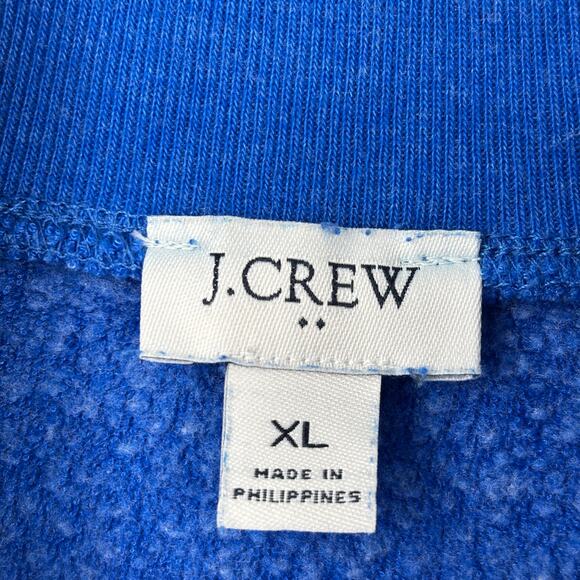 J. Crew Fleece Sweatshirt Size XL Blue Button Mock Neck Pullover Raglan Sleeve - Picture 6 of 11